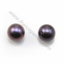 Perla cultivada de agua dulce, semiperforada, púrpura, redonda, 8-9mm x 1pc