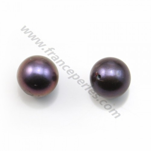 Perle de culture d'eau douce, semi-percée, violet, ronde, 8-9mm x 1pc
