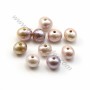 Mauve oval freshwater pearl 9-11mm with large drilling 2.0mm x 10pcs