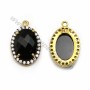 Faceted oval spinel set in gold-plated silver with zirconium 13x17mm x 1pc