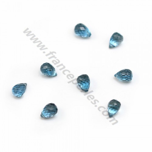 Topaz "blue London", in shaped of a faceted briolette x 1pc