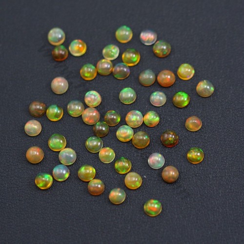 Cabochon d'opale ethiopienne, multicolore, de forme ronde, 4mm x 1pc