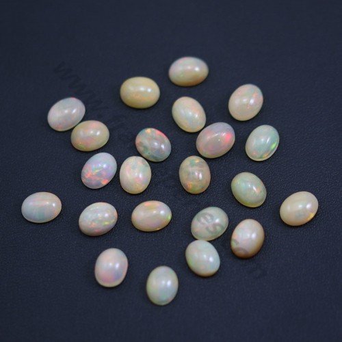 Cabochon opala etíope, multicolor, forma oval 7 * 9mm x 1pc