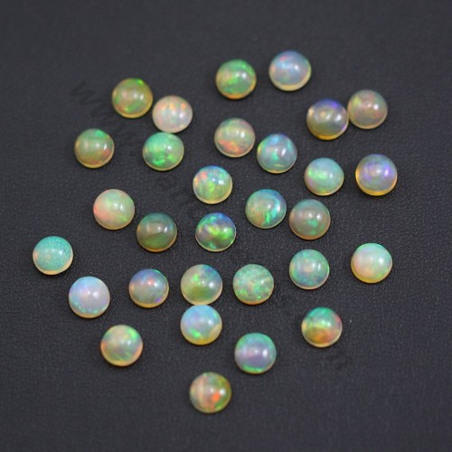 Äthiopischer Opal-Cabochon, mehrfarbig, rund, 6mm x 1Stk