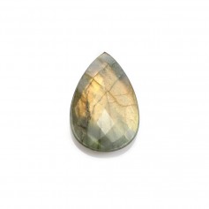 Labradorite in the shape of a faceted flat drop 20x30mm x 1pc