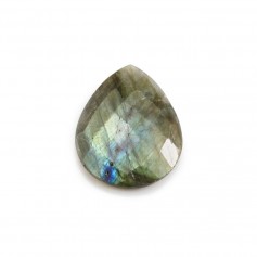 Labradorite in the shape of a faceted flat drop 25x30mm x 1pc