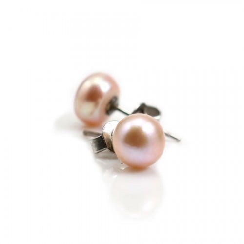 Silver earring 925 purple freshwater pearl 8-9mm x 2pcs