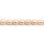 Salmon freshwater cultured pearl, olive shape 6.5-7.5mm x 36cm
