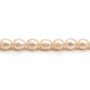 Salmon color round freshwater pearls on thread 9-10mm x 40cm