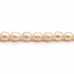 Salmon color oval freshwater cultured pearls 9-10mm x 4pcs