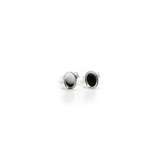 Ear studs in 925 silver, with a oval support for 4x6mm cabochon x 2pcs