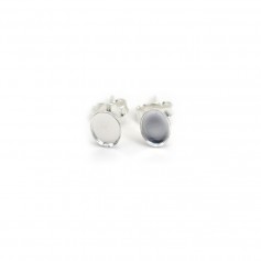 Ear studs in 925 silver, with a oval support for 5x7mm cabochon x 2pcs