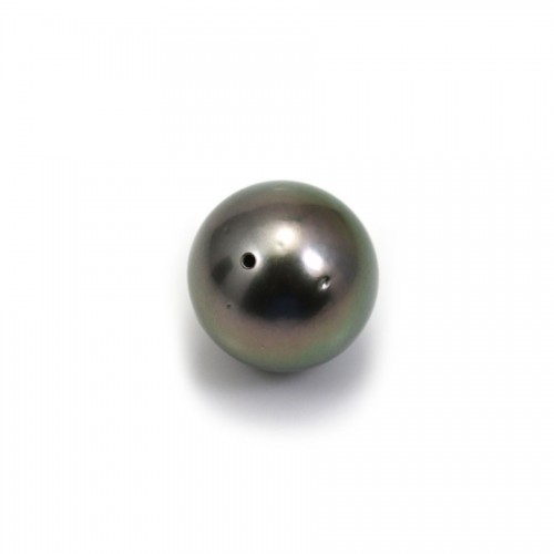 Perla cultivada de Tahití, semiperforada, redonda, 13,7mm AAA x ud