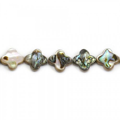 Abalone clover beads on thread 13mm x 40cm