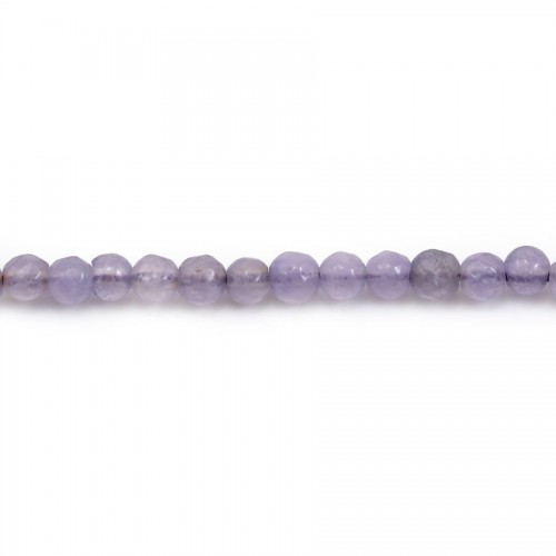 Jade teñido de púrpura, redondo facetado 3mm x 39cm