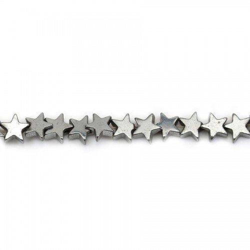 Silver Hematite, in shape of a star, 4mm x 40 cm