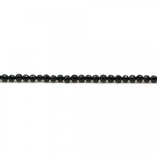 Onyx black, round Faceted, 2mm x 40cm