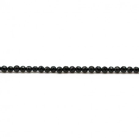 Onyx black, round Faceted, 2mm x 40cm