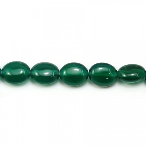 Verde ágata, oval, 8x10mm x 40cm