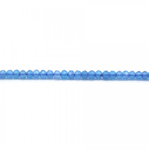 Gefärbter Achat, blaue Farbe, facettierte runde Form, Größe 2x3mm x 20pcs