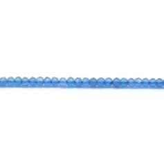 Ágata teñida de azul, forma redonda facetada, tamaño 2x3mm x 20pcs