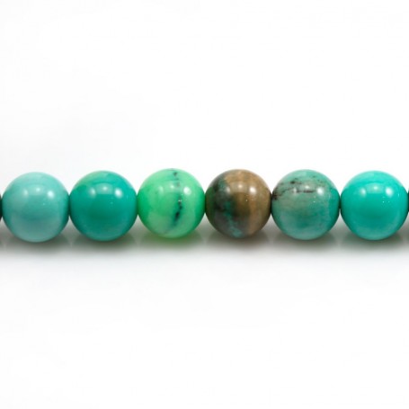 "Agate grass" in green color, in round faceted shape, 8mm x 39cm