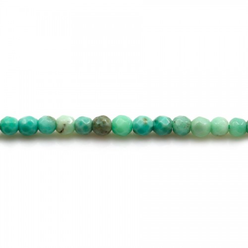 "Agate grass" in green color, in round faceted shape, 3mm x 40cm
