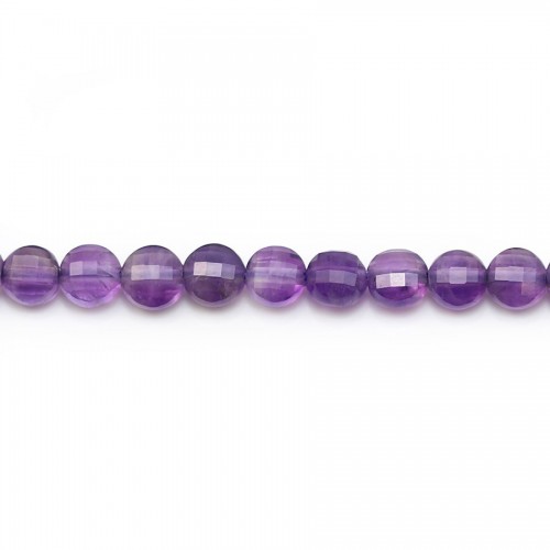 Purple amethyst, in round flat faceted shape, 4.5mm x 6pcs