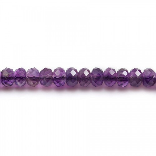 Améthyste, violet, rondelle facettée, 4x6mm x 40cm