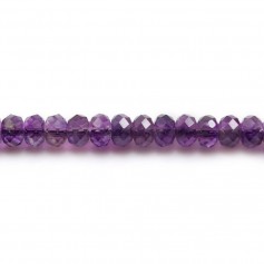 Amatista, violeta, redonda facetada, 4x6mm x 40cm