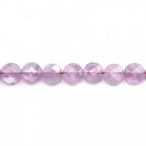 Clear Amethyst Faceted Flat Round 10mm x 5pcs