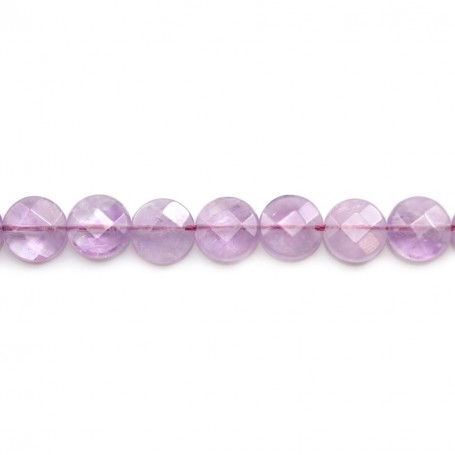 Clear Amethyst Faceted Flat Round 10mm x 5pcs