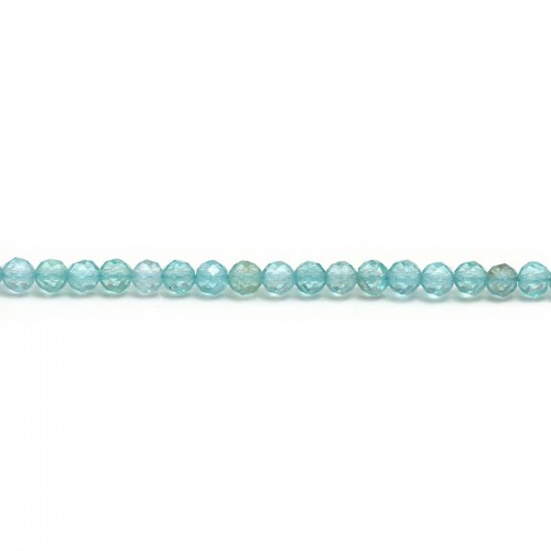 Apatite light blue color, in round faceted shape, 3mm x 10pcs