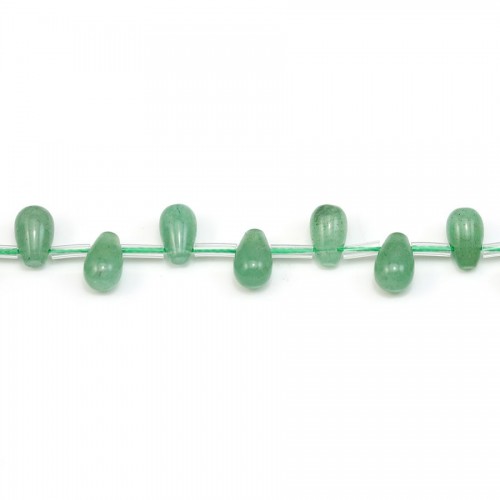 Avventurina verde, forma rotonda a goccia, dimensioni 6x9 mm x 4 pz