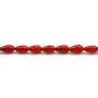 Red tinted Sea bamboo, in the shape of a drop 4.5x7.5mm x 38cm
