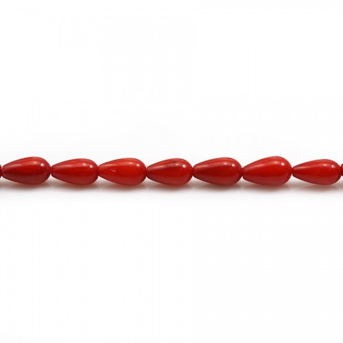 Red tinted Sea bamboo, in the shape of a drop 4.5x7.5mm x 38cm