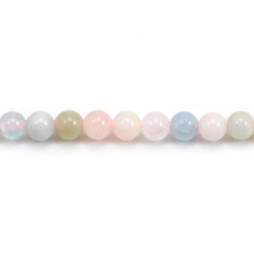 Mixed morganite and aquamarine round beads 4mm x 40cm