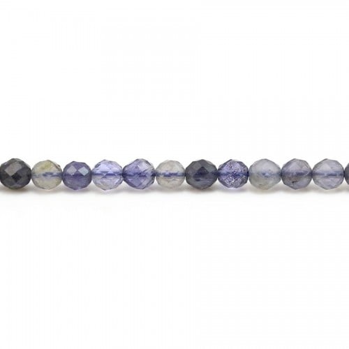 Iolite (cordierite) color blue-violet, in shape of round faceted, size 4mm x 40cm