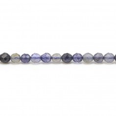 Cordiérite (Iolite) couleur bleu-violet, de forme ronde facetté, de taille 4mm x 40cm