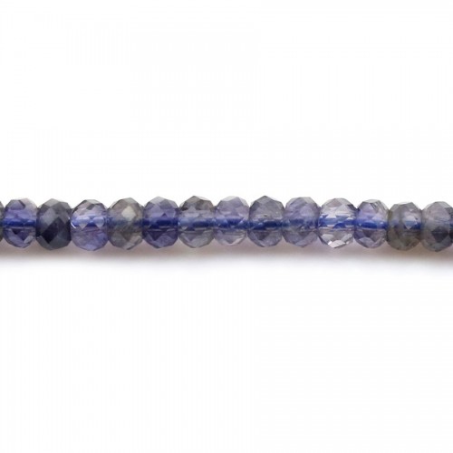 Cordierita (Iolita) color azul-violeta, redonda facetada, 2.5x3.7mm x 39cm