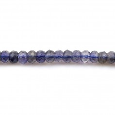 Cordierite (Iolite) blue-violet color, faceted roundel, 2.5x3.7mm x 39cm