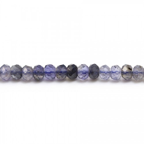 faceted flat beads of Iolite 4mm x 40cm