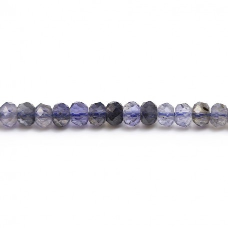 faceted flat beads of Iolite 4mm x 40cm