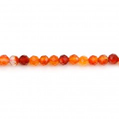 Carnelian, round faceted, 3mm x 38cm