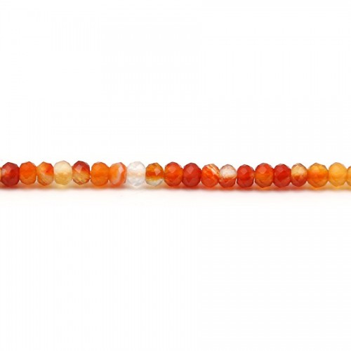 Orangefarbener Karneol in Form einer facettierten Scheibe, Größe 2x3mm x 10pcs