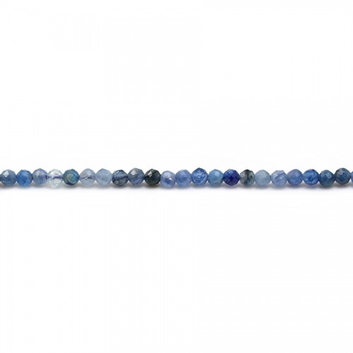 Cyanite in blue color, in faceted round shape, 2mm x 39cm