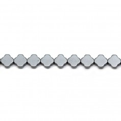 Grigio ematite metallizzato, forma a quadrifoglio, 6 mm x 40 cm