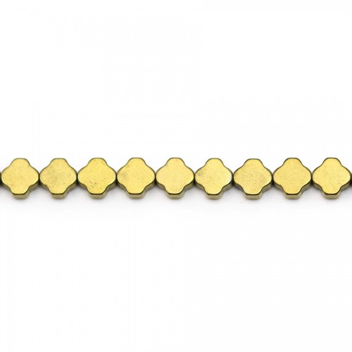 Hématite doré, en forme de trèfle, 6mm x 40cm