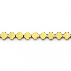 Hematites de oro, forma de trébol, 6mm x 40cm