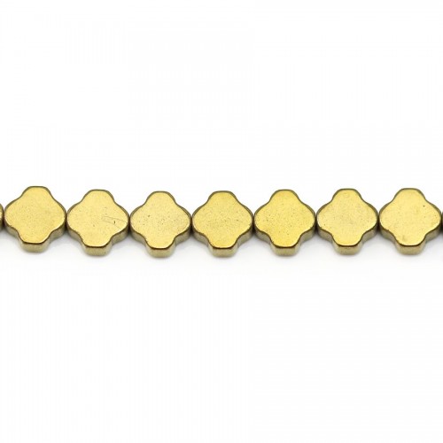 Ouro hematita, forma de trevo, 8mm x 40cm